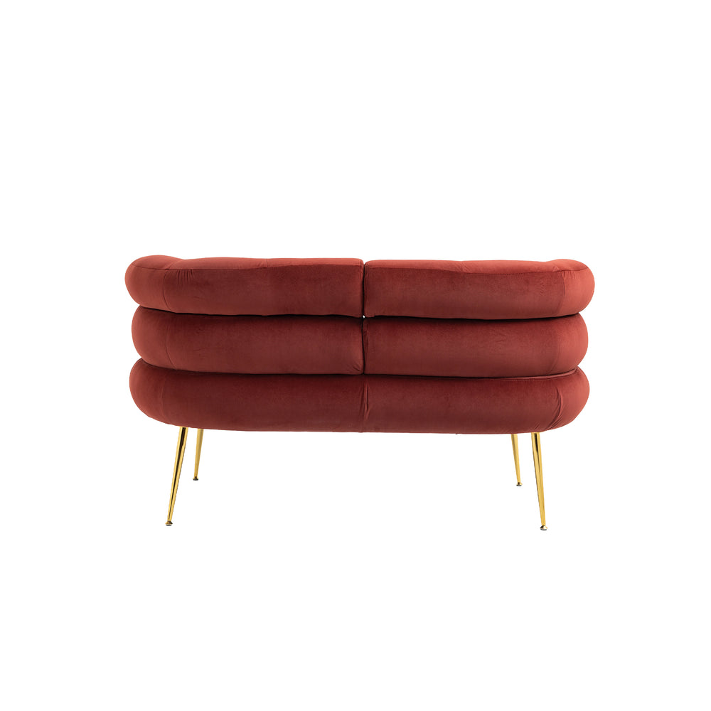 Chic Curved Loveseat in Wine Red