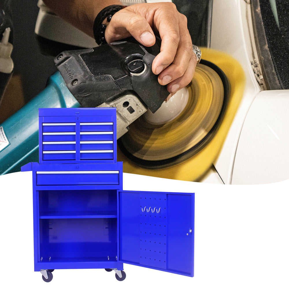 Versatile Blue Tool Chest with Adjustable Shelf