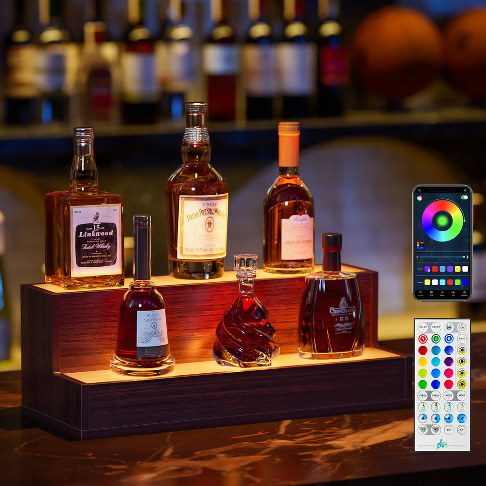 Glow & Show Liquor Shelf - Illuminated Bottle Display for Home Bars