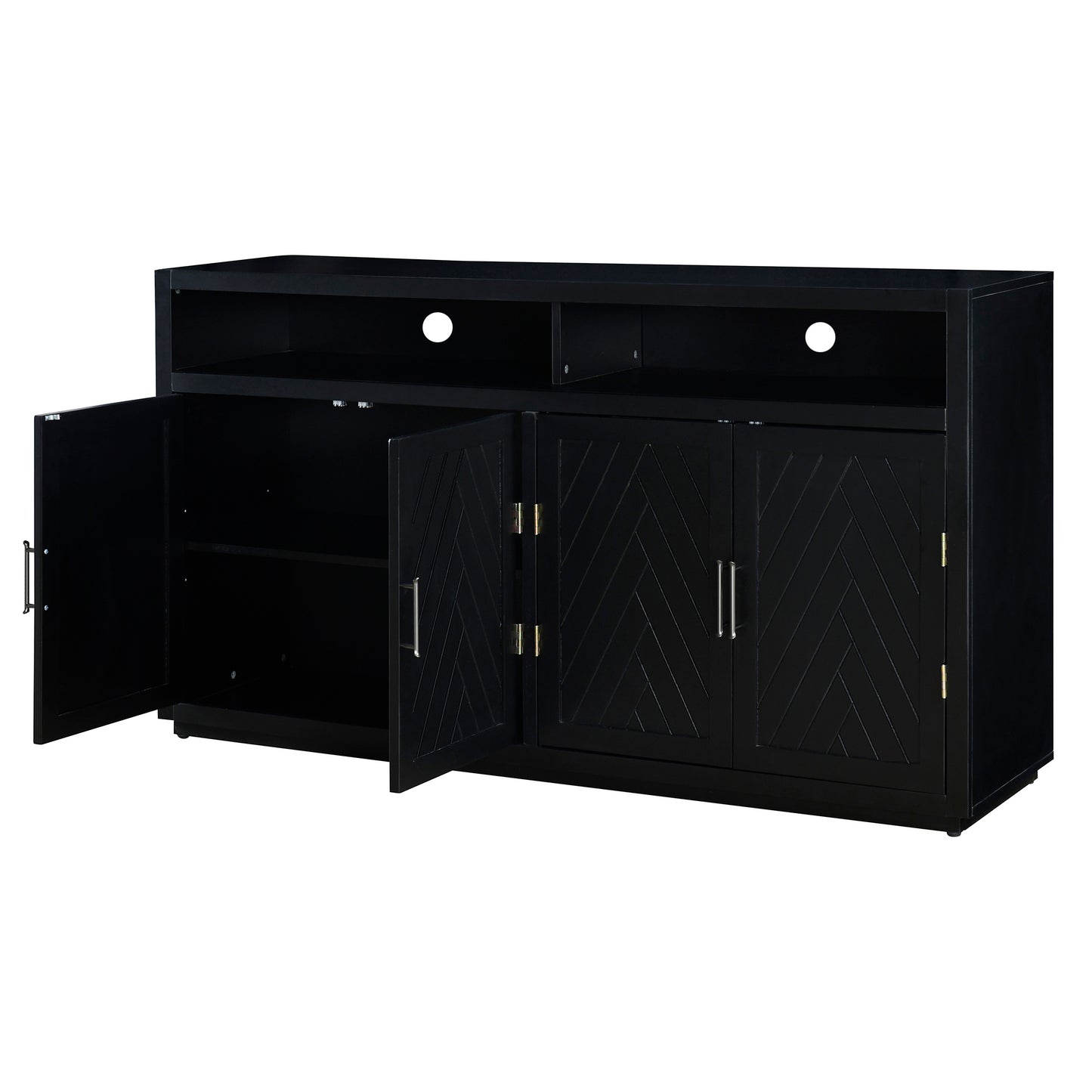 Stylish Black Classic Sideboard with Adjustable Shelves