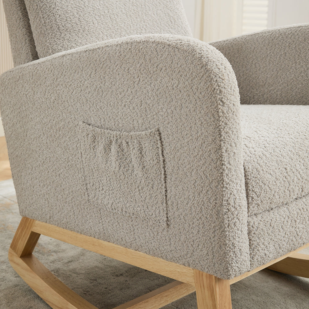 Cozy Rocking Glider Chair with Footrest and Pocket - Light Gray