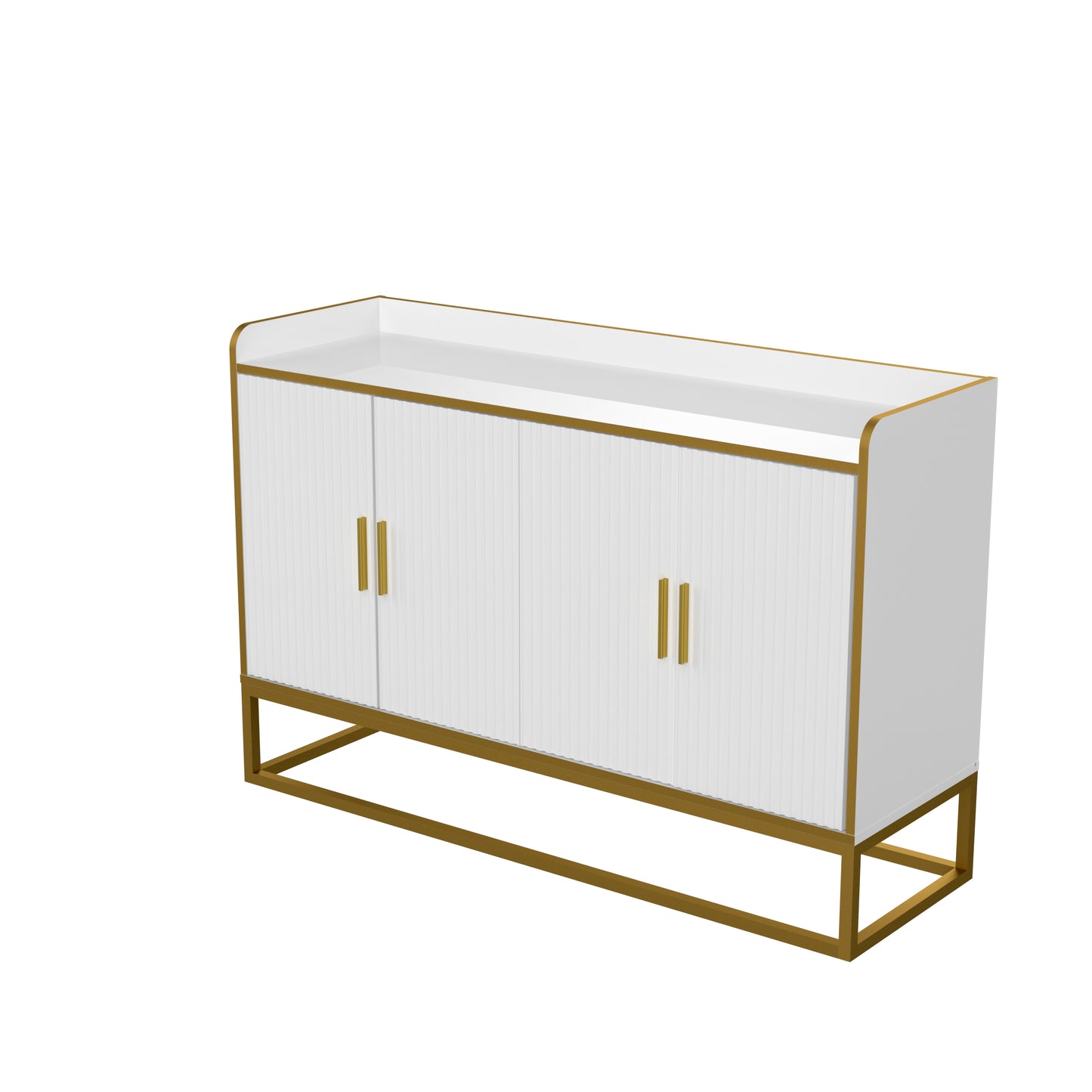 Sleek White Kitchen Buffet with Chic Metal Legs