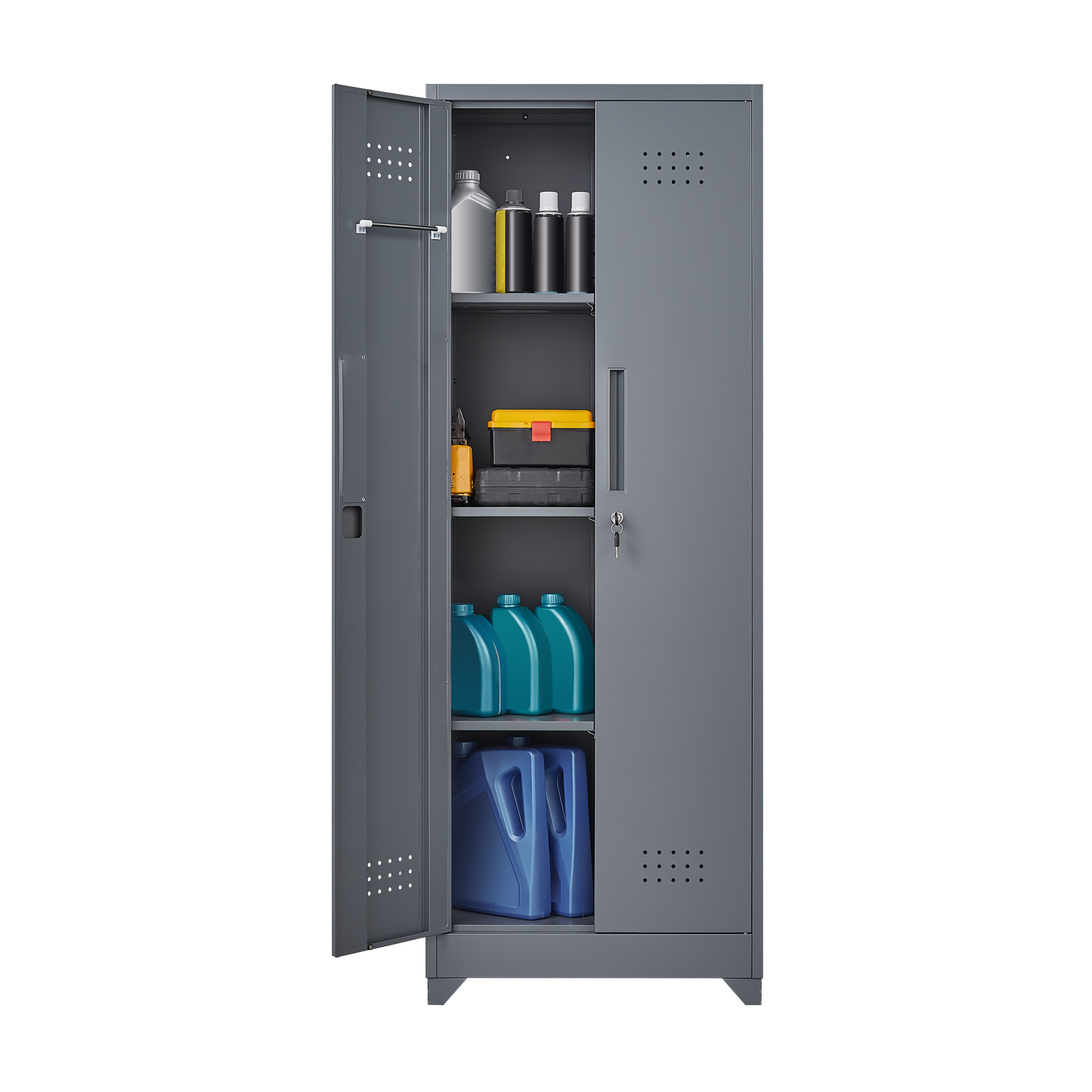 Lockable Metal Storage Solutions: Tall Tool Organizer for Home & Shop