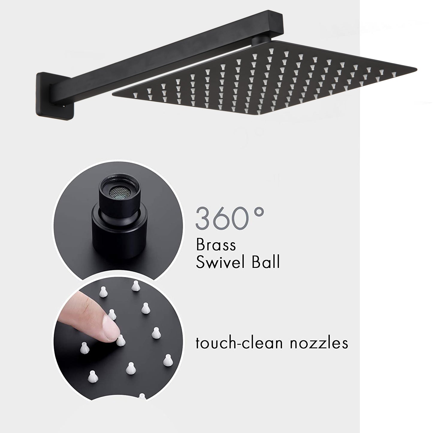 Sleek Matte Black Rain Shower Set