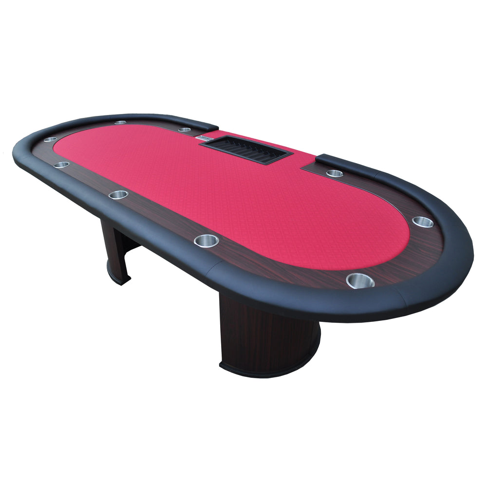 Ultimate Texas Hold'em Poker Table with Red Racetrack Design