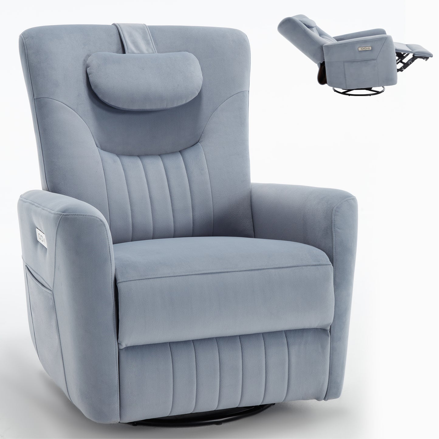 Cozy Power Recliner with Support Pillows and USB Ports