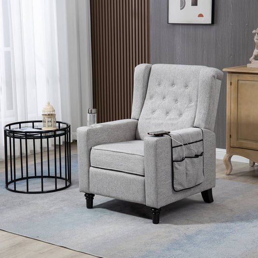 Cozy Wingback Recliner in Light Gray