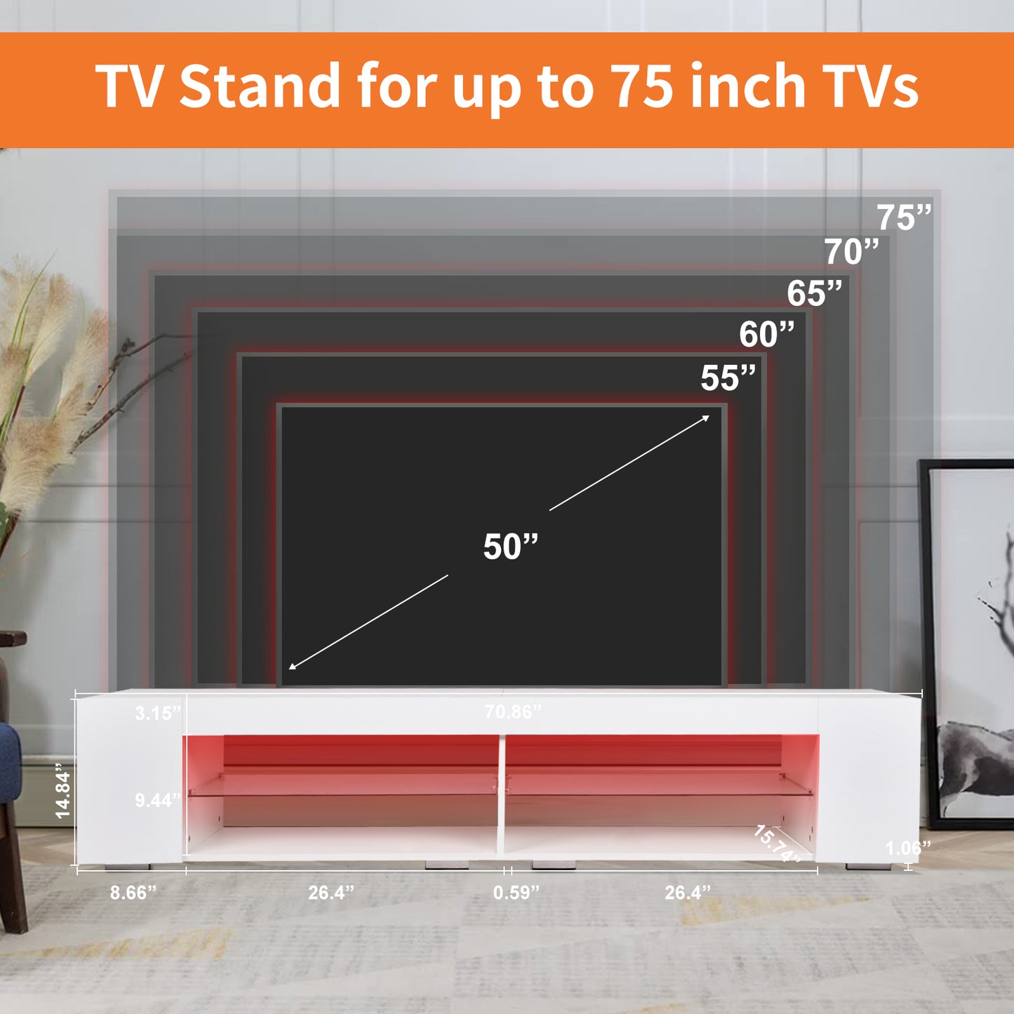 Sleek LED TV Stand with Stylish Storage