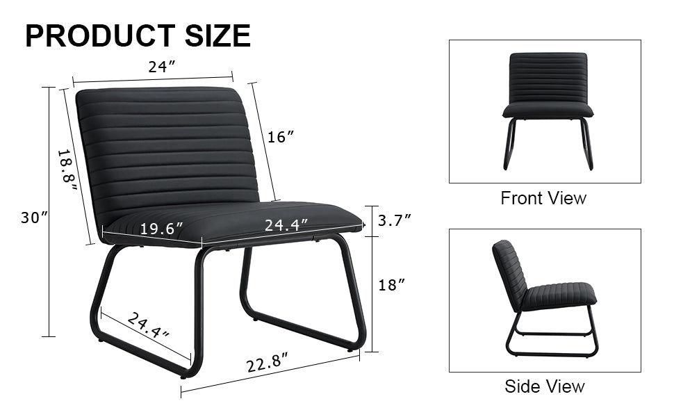 Sleek Black Armless Sofa Chair