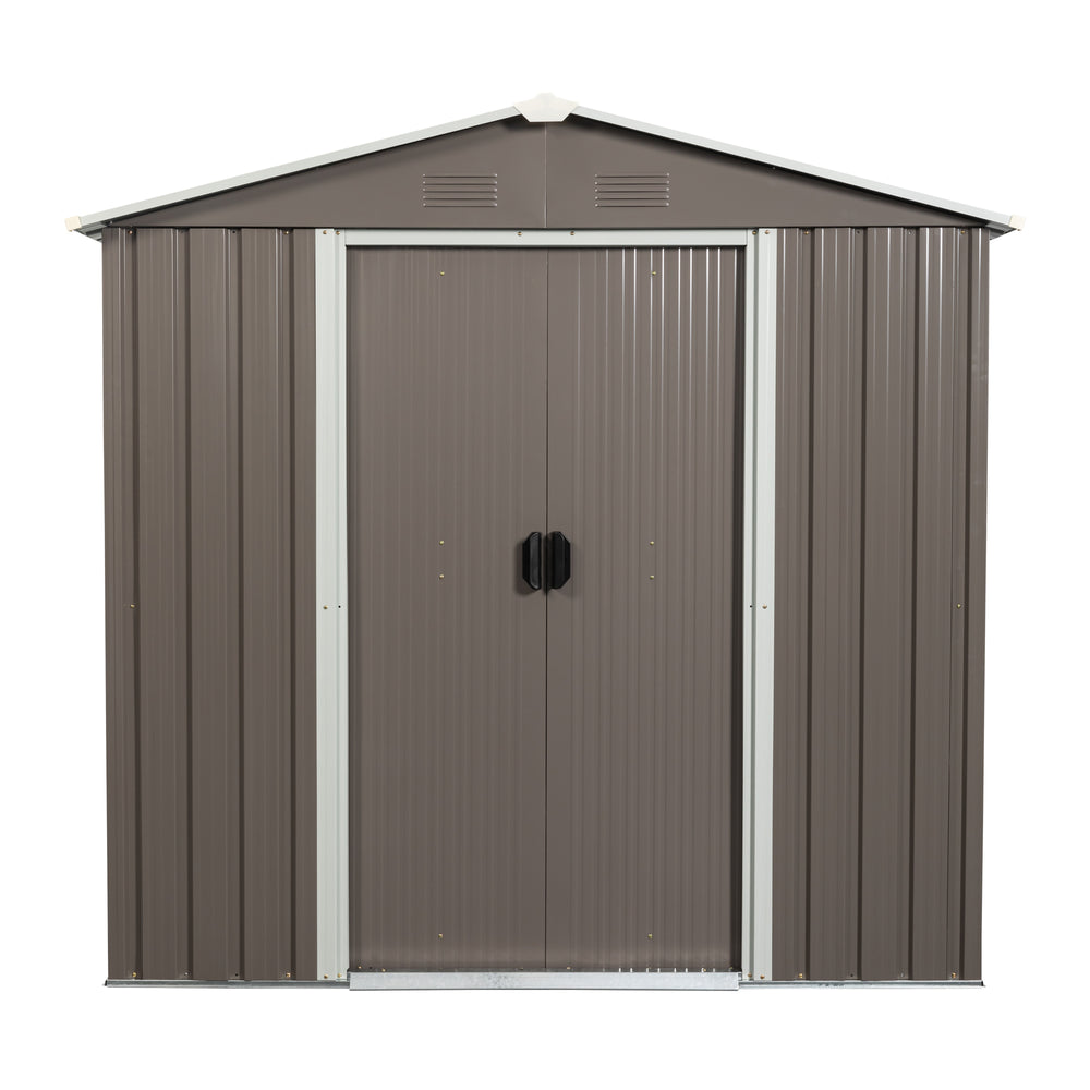 Gray Outdoor Metal Storage Shed