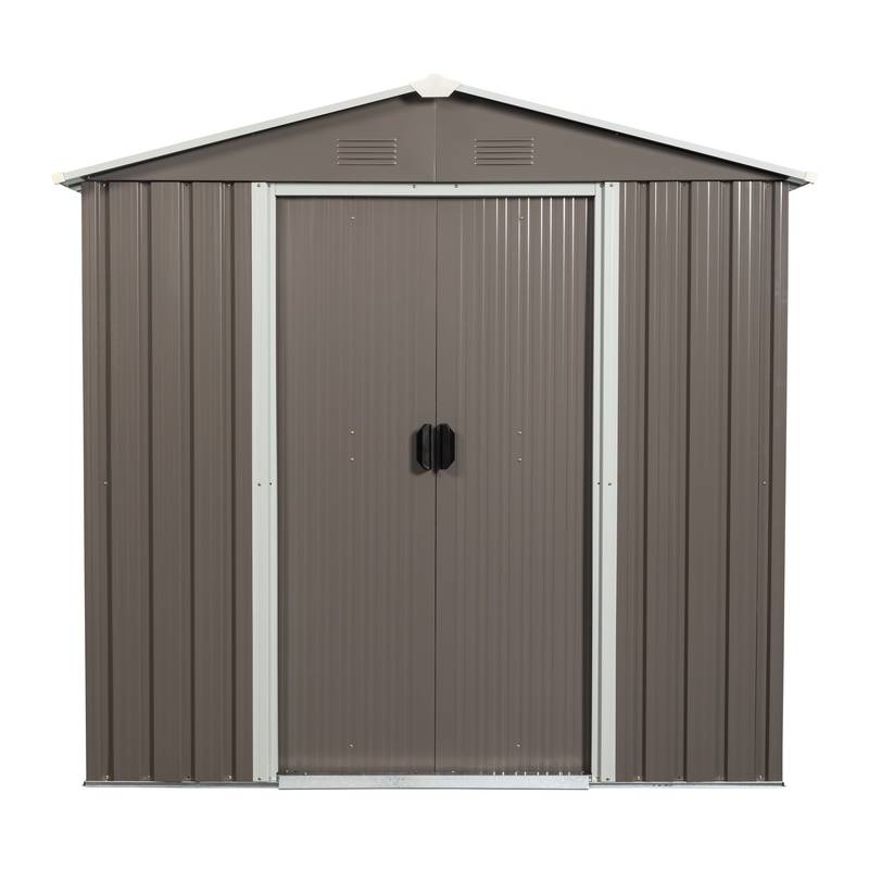 Gray Outdoor Metal Storage Shed