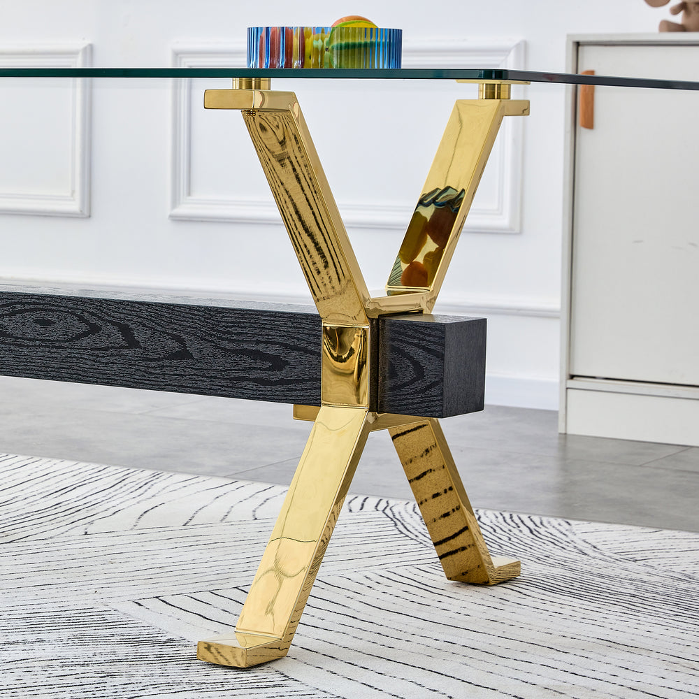 Chic Glass Dining Table with Gold Legs