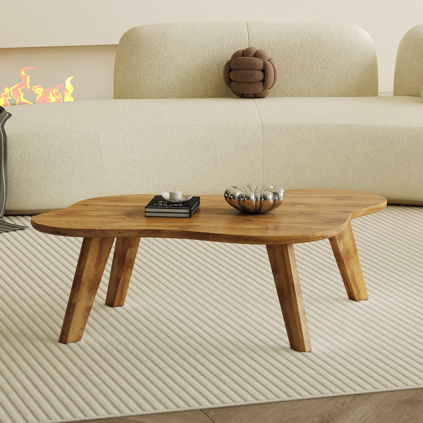 Cloudy Hills Table: A Stylish Solid Wood Desk for Dining and Gaming