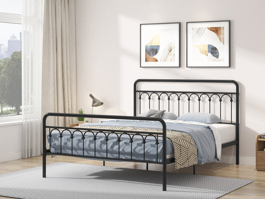 Sleek Black Queen Metal Bed