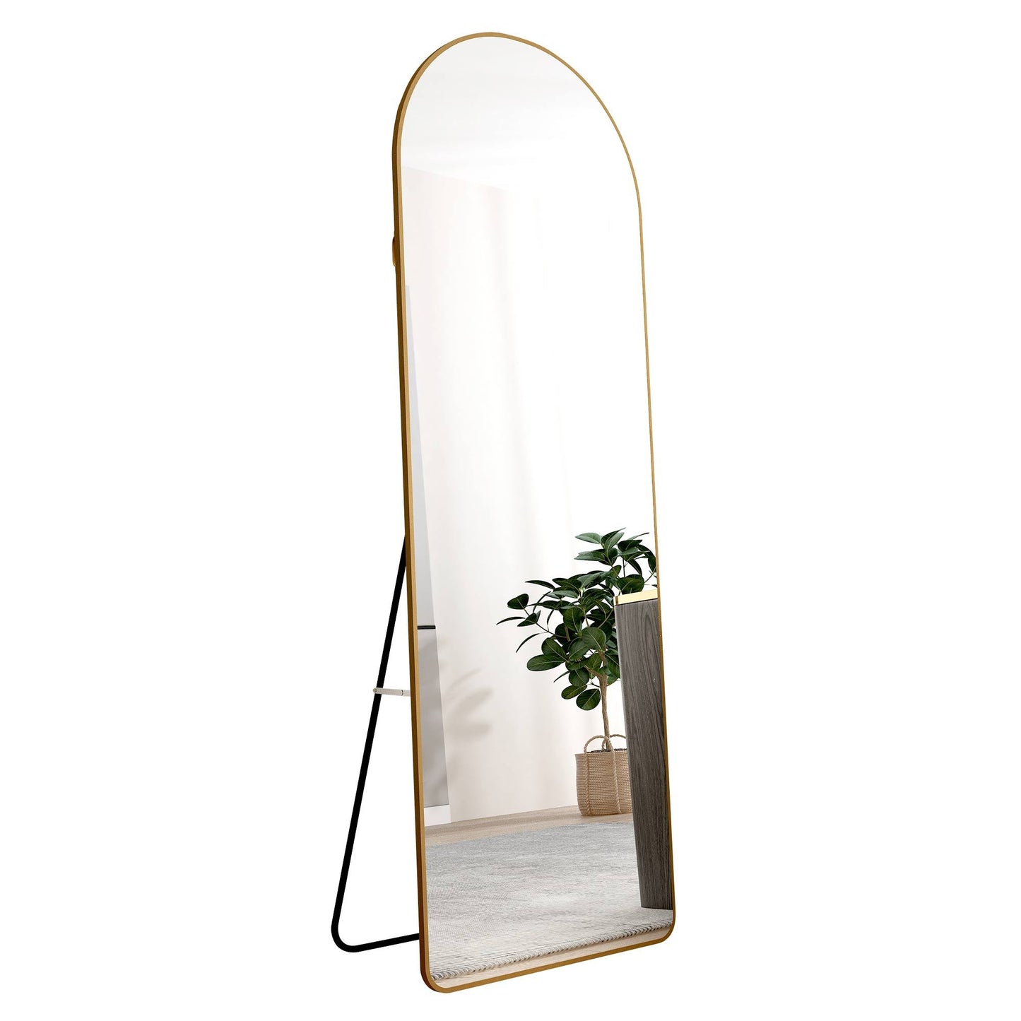 Chic Arched Gold Floor Mirror