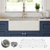 Chic White Farmhouse Kitchen Sink with Drain & Grid