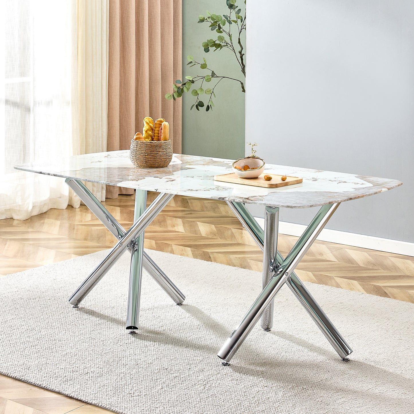 Chic Marble-Top Dining Table