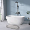 Sleek White Freestanding Soaking Tub with Pop-Up Drain