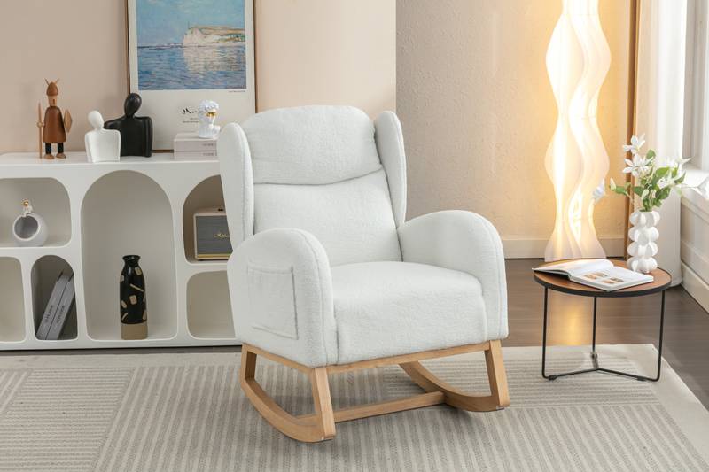 Cozy Ivory Teddy Rocking Chair