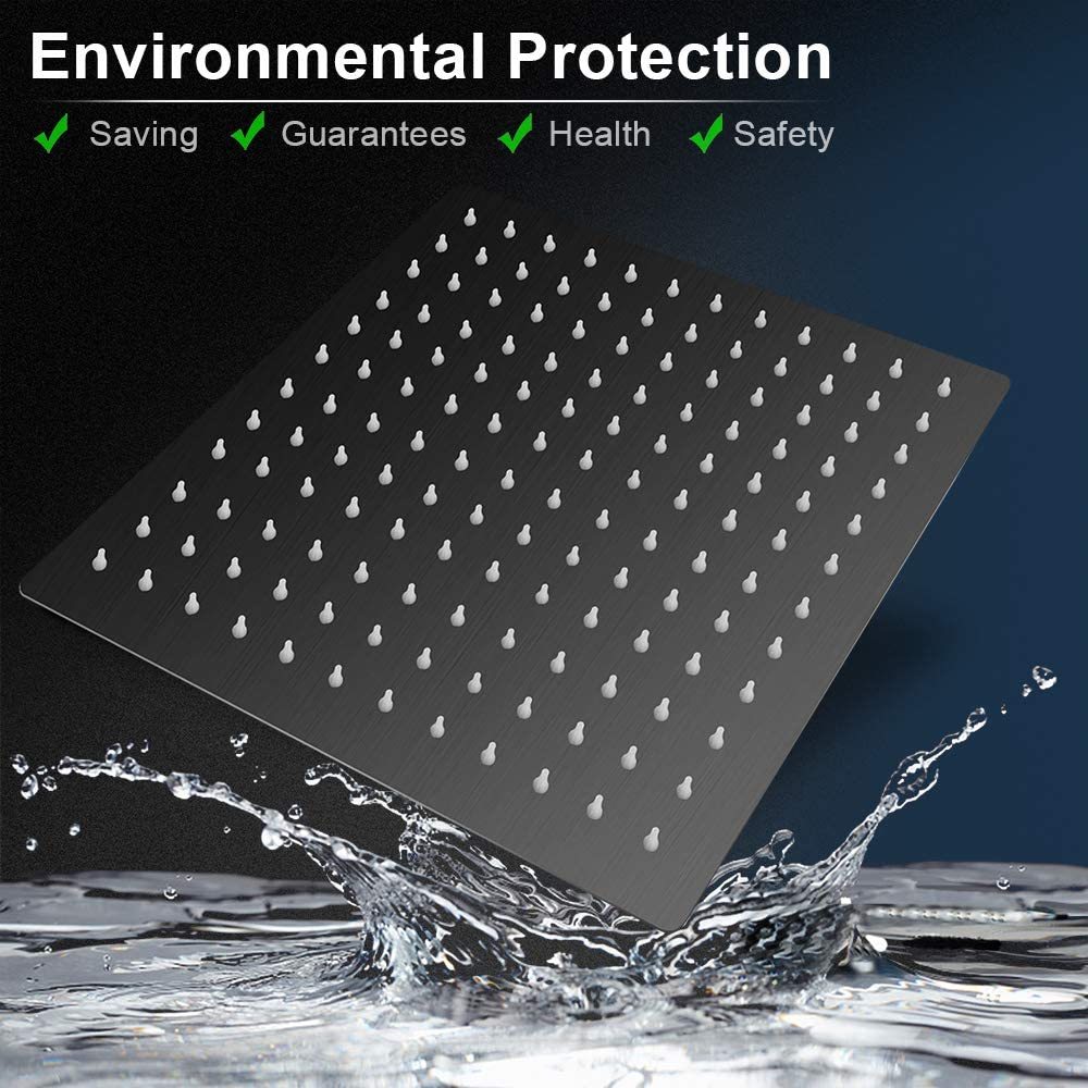 Stylish Matte Black Rainfall Shower Head