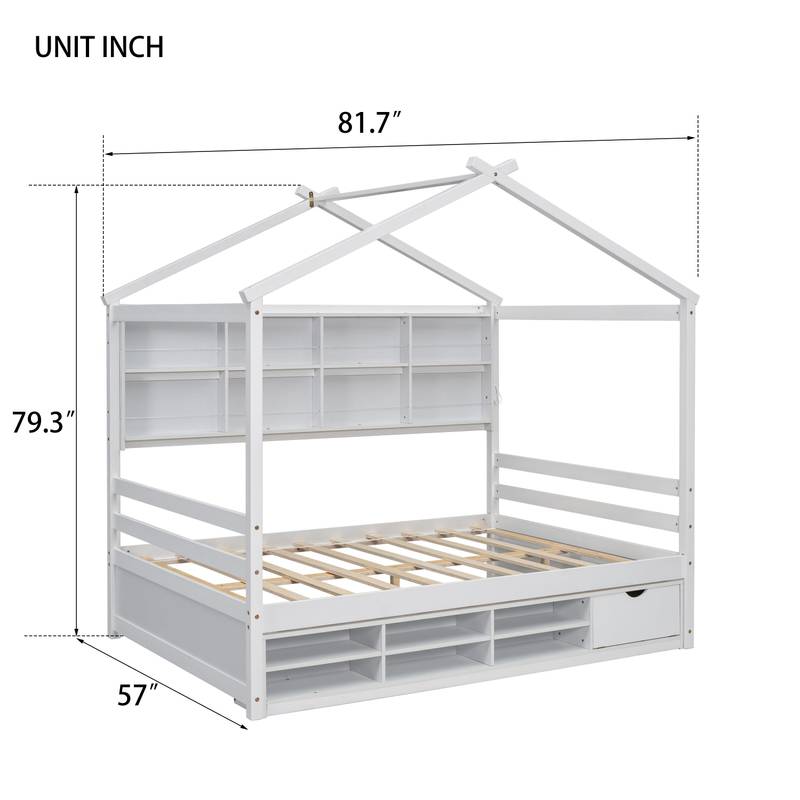 Cozy Haven Bed with Roof & Storage