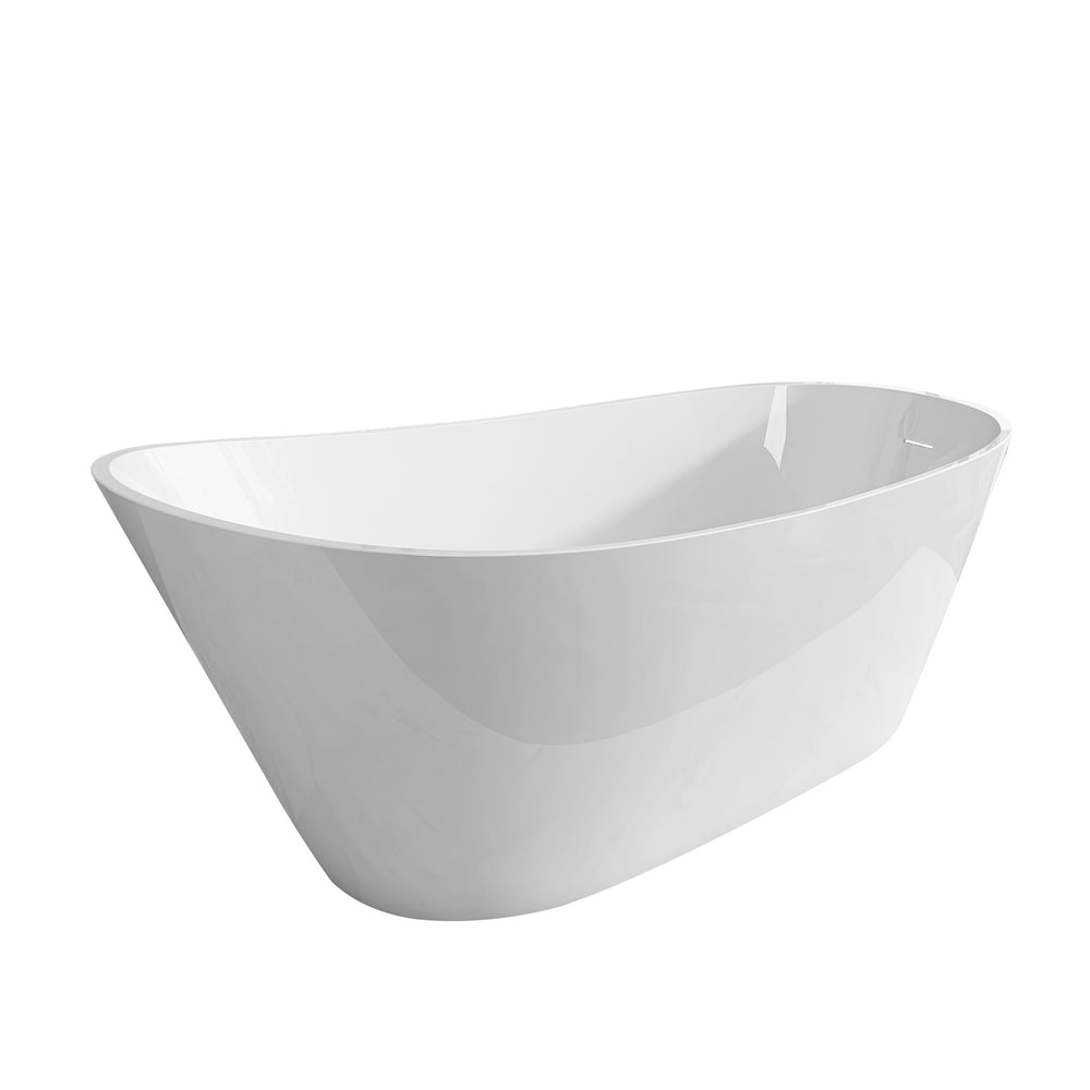 Classic Oval Soaking Tub - Stylish Free-Standing Bath with Chrome Drain