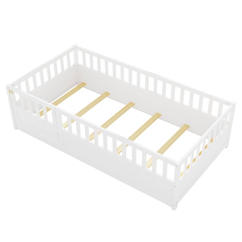 Cozy Montessori Twin Floor Bed with Safe Barrier