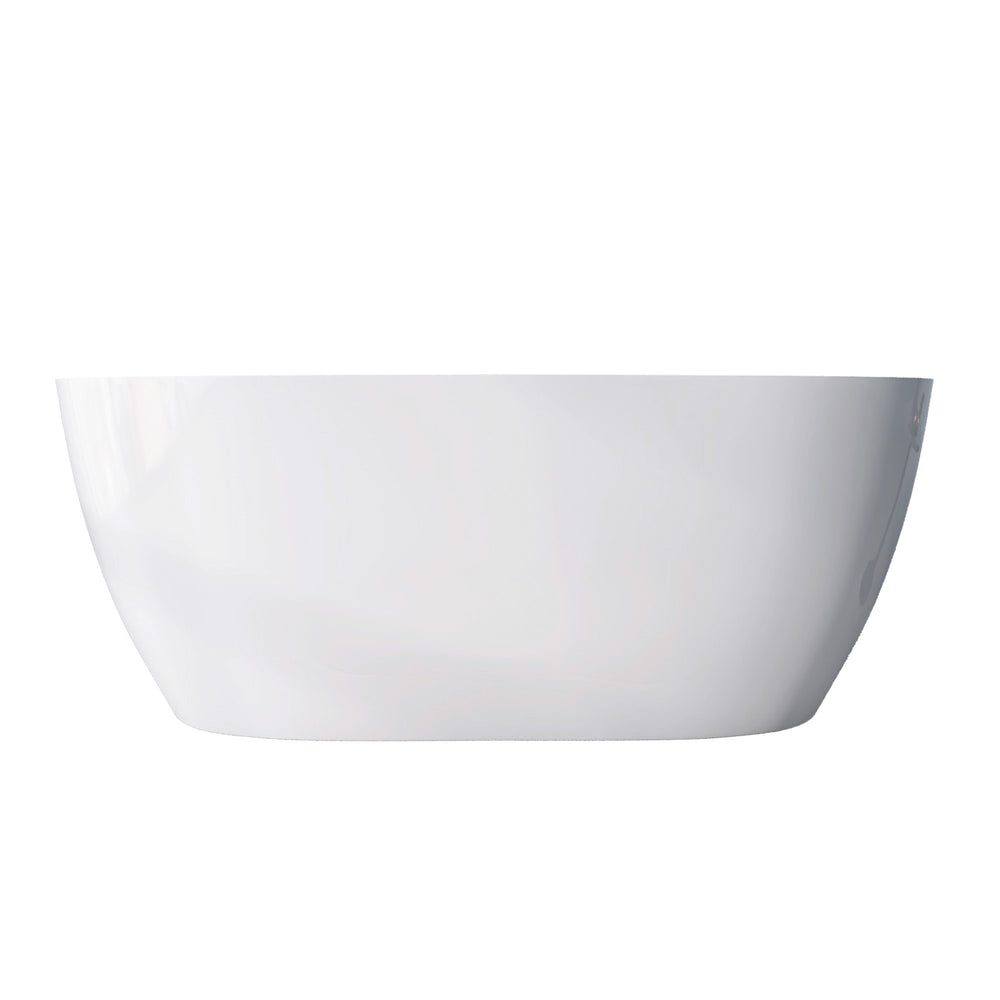 Sleek White Freestanding Soaking Tub with Pop-Up Drain