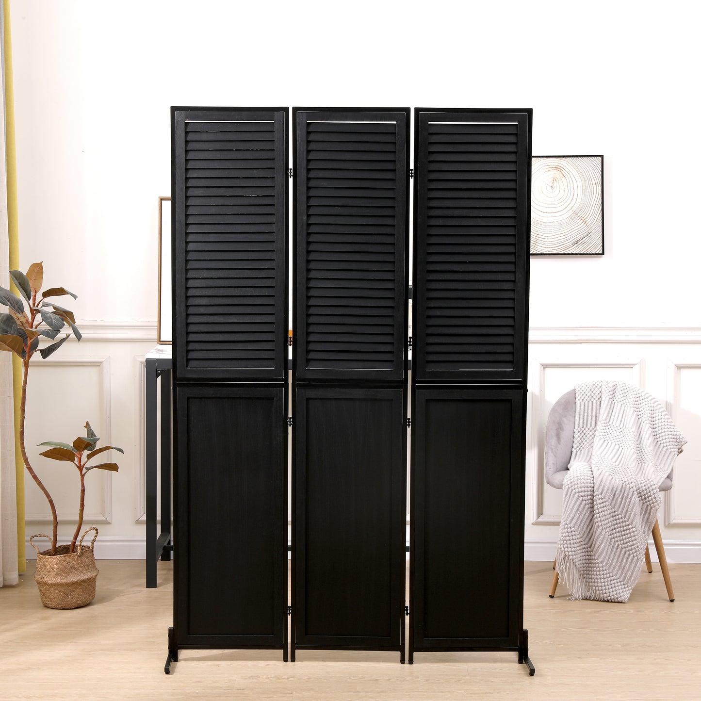 Chic Black Folding Room Divider