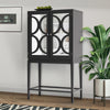 Elegant Wine Cabinet with Double Mirrors & Glass Holder