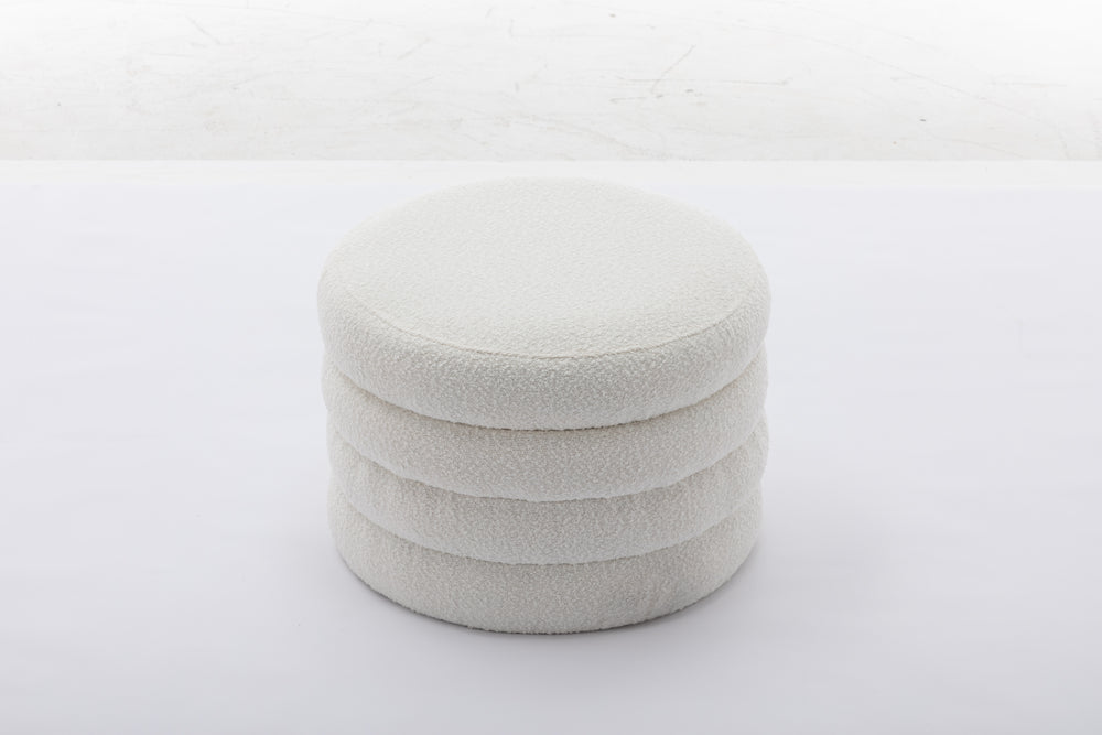 Elegant Ivory Storage Ottoman