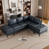 Cozy Blue L-Shaped Corner Sofa with Storage Ottomans