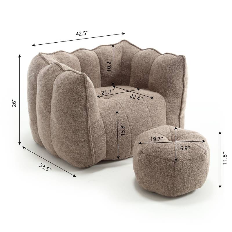 Cozy Foam Bean Bag Chair & Footstool