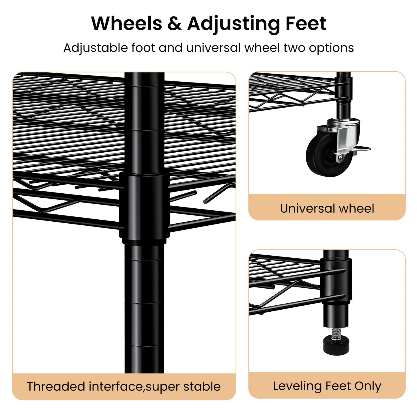 Sturdy Rolling Shelves - Heavy-Duty 5-Layer Organizer with Adjustable Feet