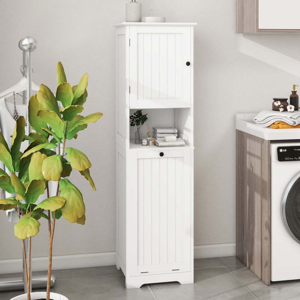 Tilt-Out Laundry Sorter Cabinet – White