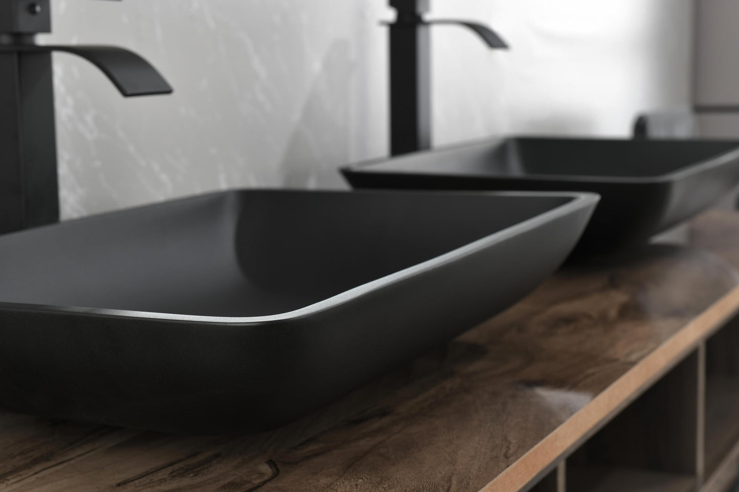 Sleek Black Vessel Sink Set