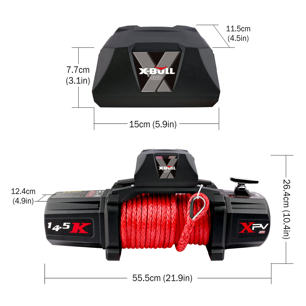 Power Pull Electric Winch with Synthetic Red Rope for Jeep & Truck Towing