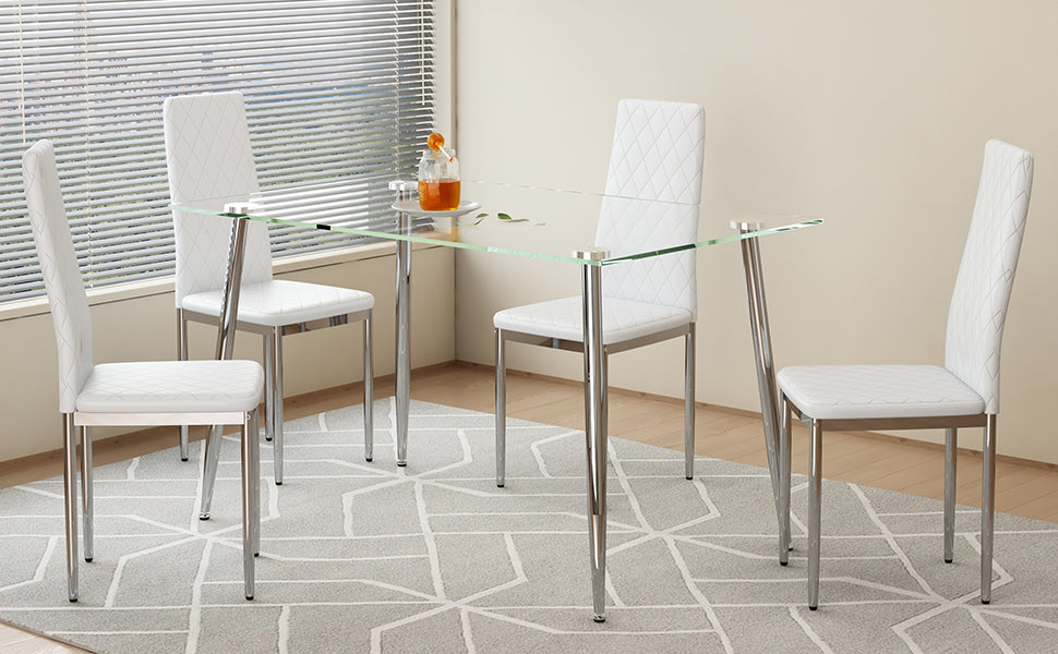 Chic Glass Dining Set with Stylish Chairs