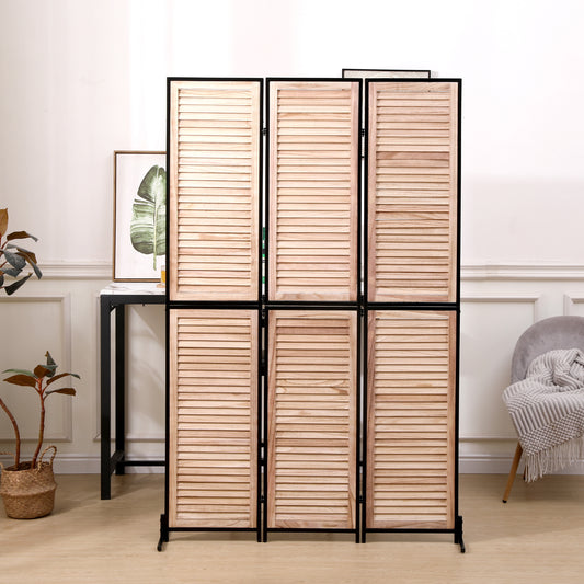 Natural Wooden Folding Room Divider - Stylish Privacy Screen