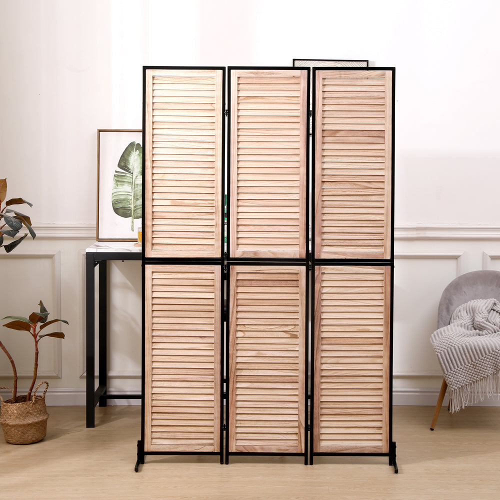 Natural Wooden Folding Room Divider - Stylish Privacy Screen