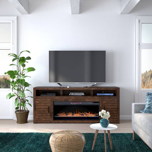 Whiskey Finish Electric Fireplace TV Stand