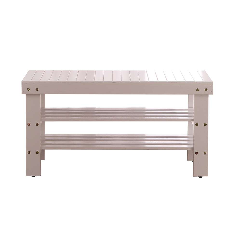 Chic White Wooden Shoe Bench