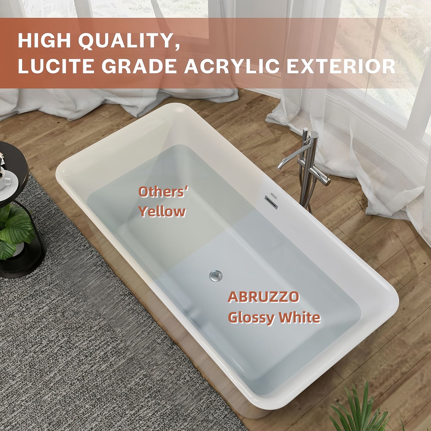 Modern Bliss Freestanding Acrylic Soaking Tub in Glossy White