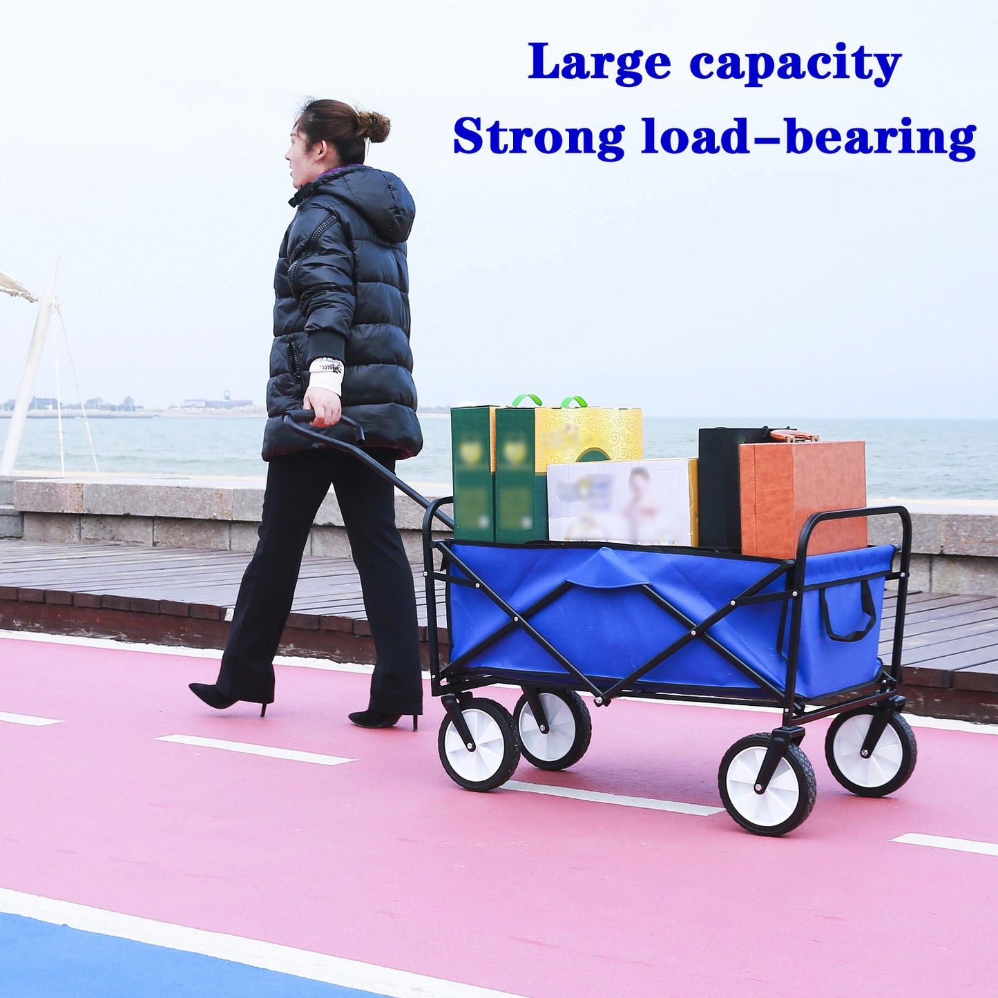 Blue Folding Garden & Beach Wagon