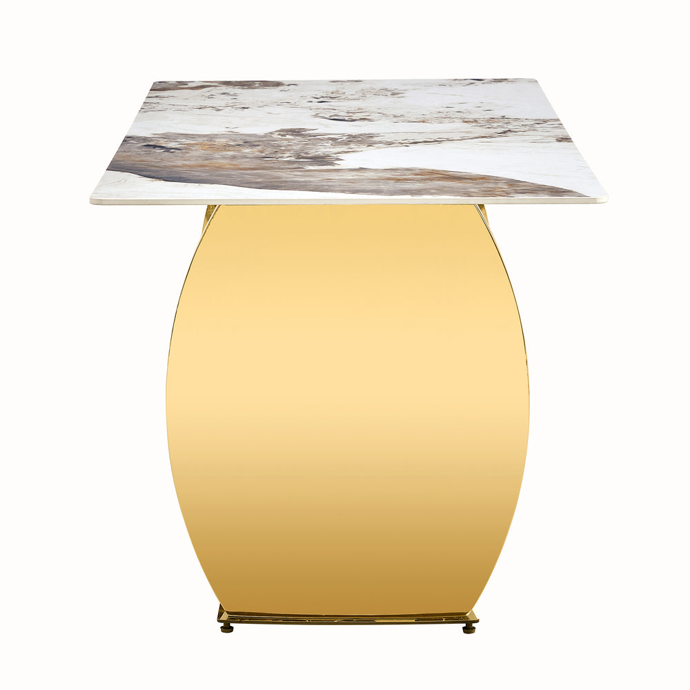 Chic Marble-Top Dining Table with Luxe Gold Legs