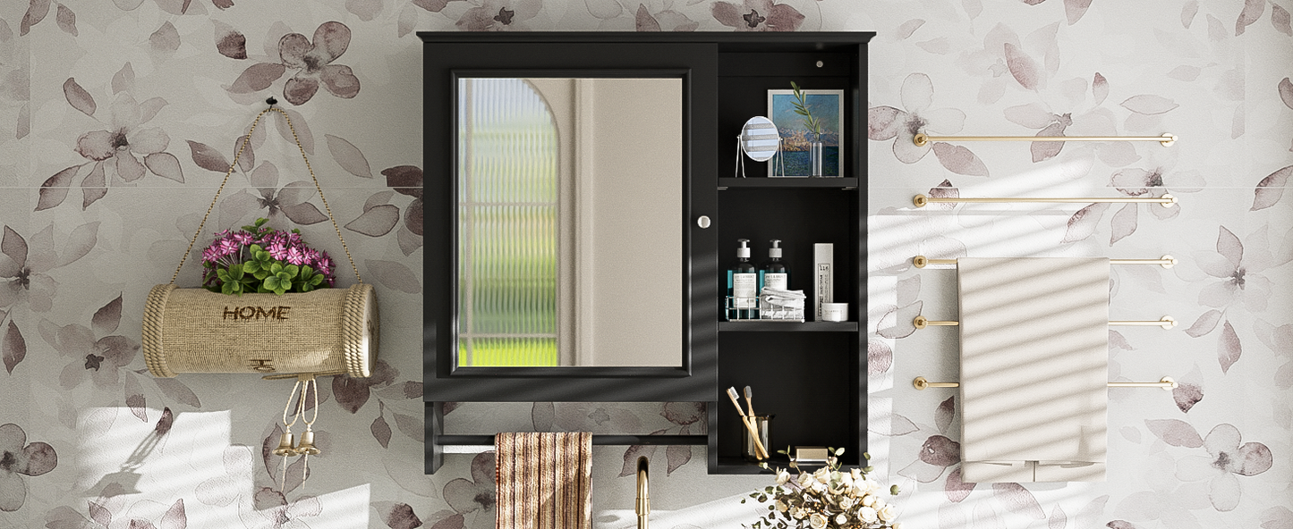 Stylish Wall-Mount Bathroom Cabinet with Mirror & Adjustable Shelves