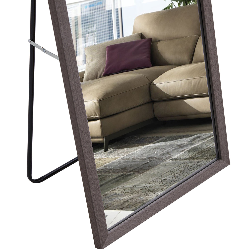 Elegant Gray Wood Framed Full-Length Mirror