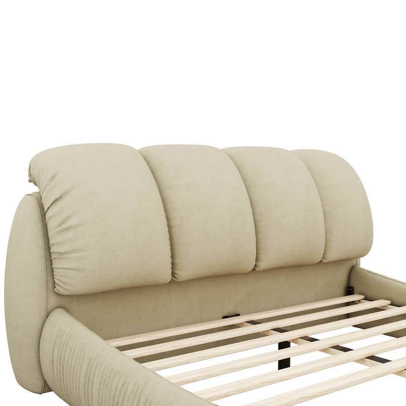 Cozy Velvet Queen Bed with Plush Headboard