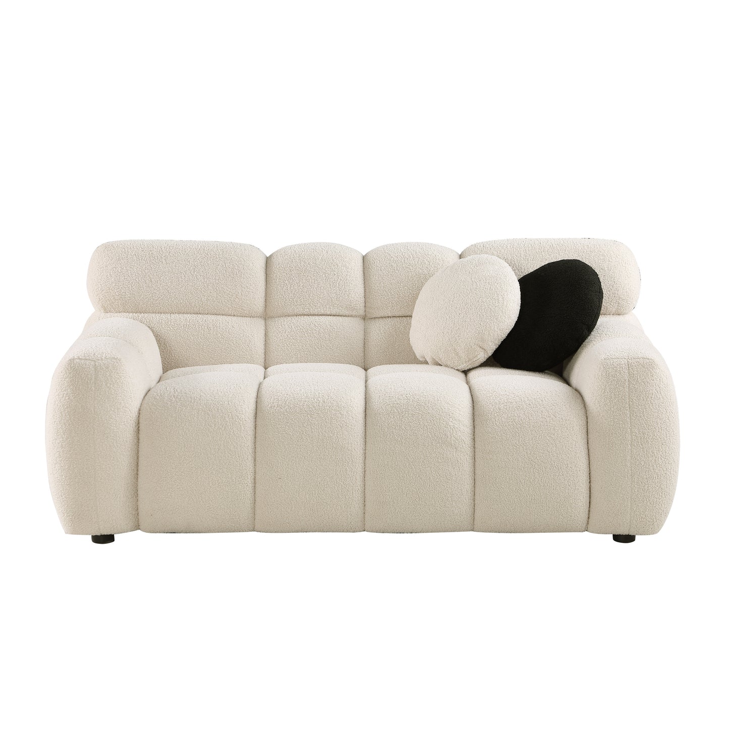 Cozy Beige Boucle Marshmallow Sofa for Two