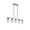 Modern Brushed Nickel Chandelier with Clear Glass Shades